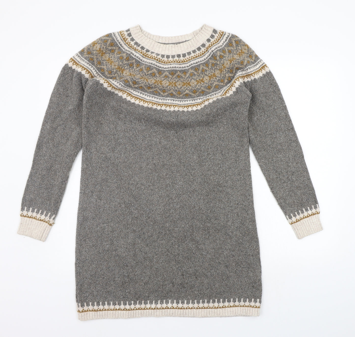 Fat Face Womens Grey Geometric  Jumper Dress  Size 12