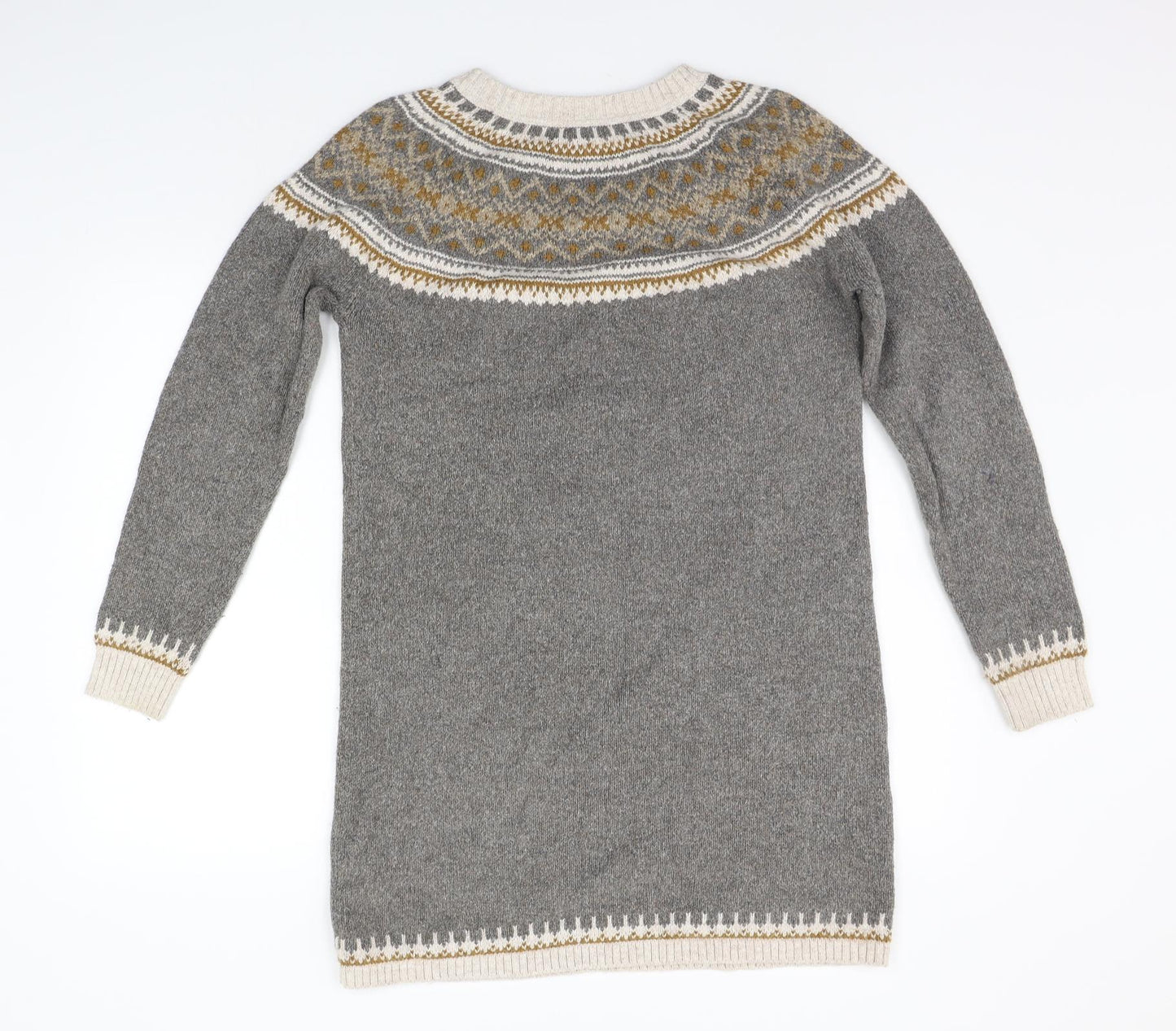 Fat Face Womens Grey Geometric  Jumper Dress  Size 12