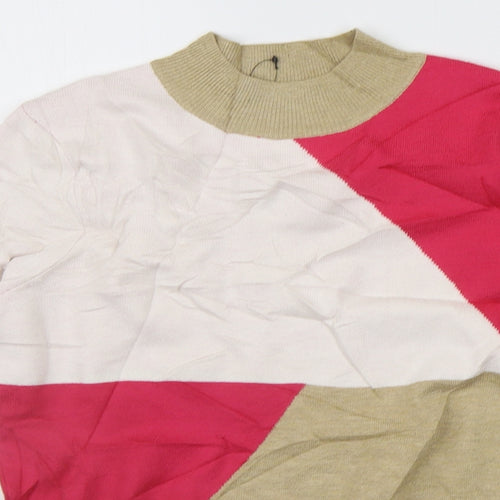 Marks and Spencer Womens White Geometric  Pullover Jumper Size 10