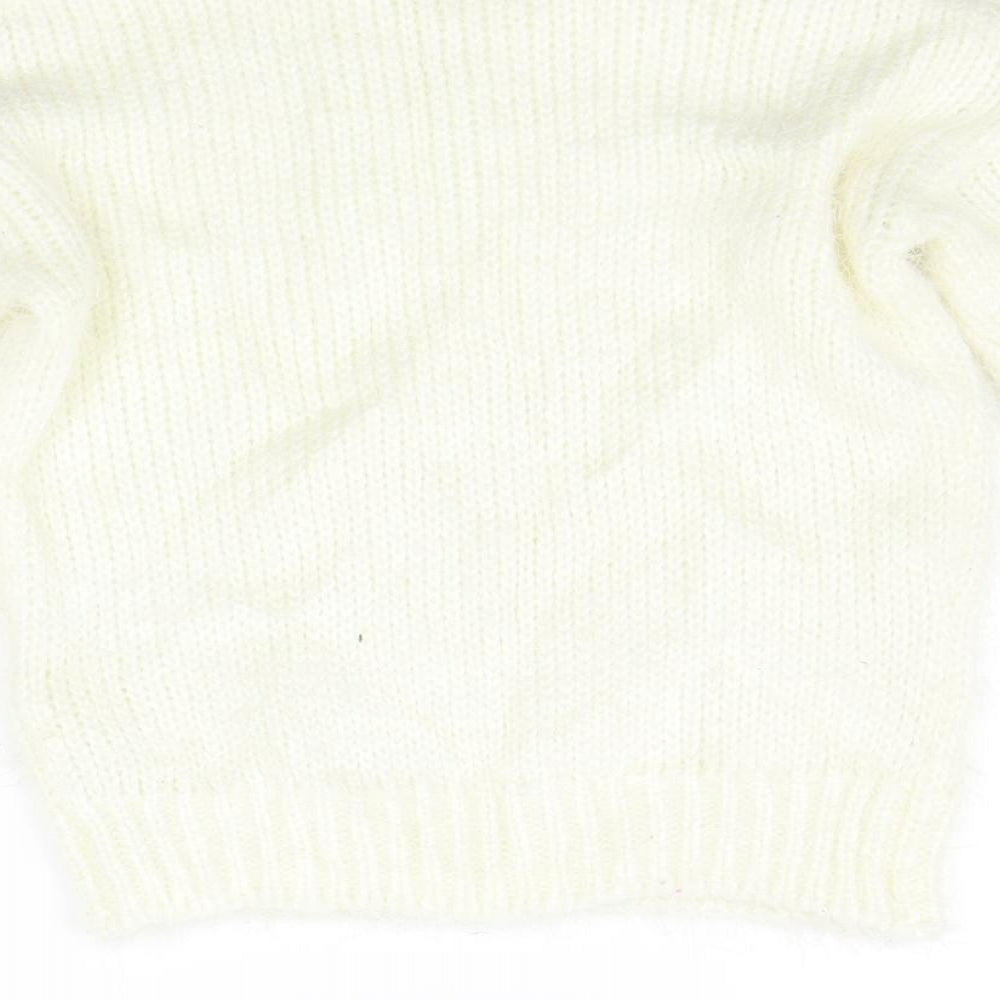 George Girls White   Pullover Jumper Size 8-9 Years  - details on chest