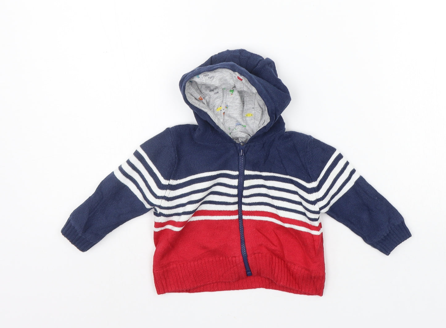 Mothercare Girls Blue Striped  Full Zip Jumper Size 0-3 Months