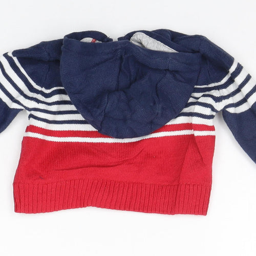 Mothercare Girls Blue Striped  Full Zip Jumper Size 0-3 Months
