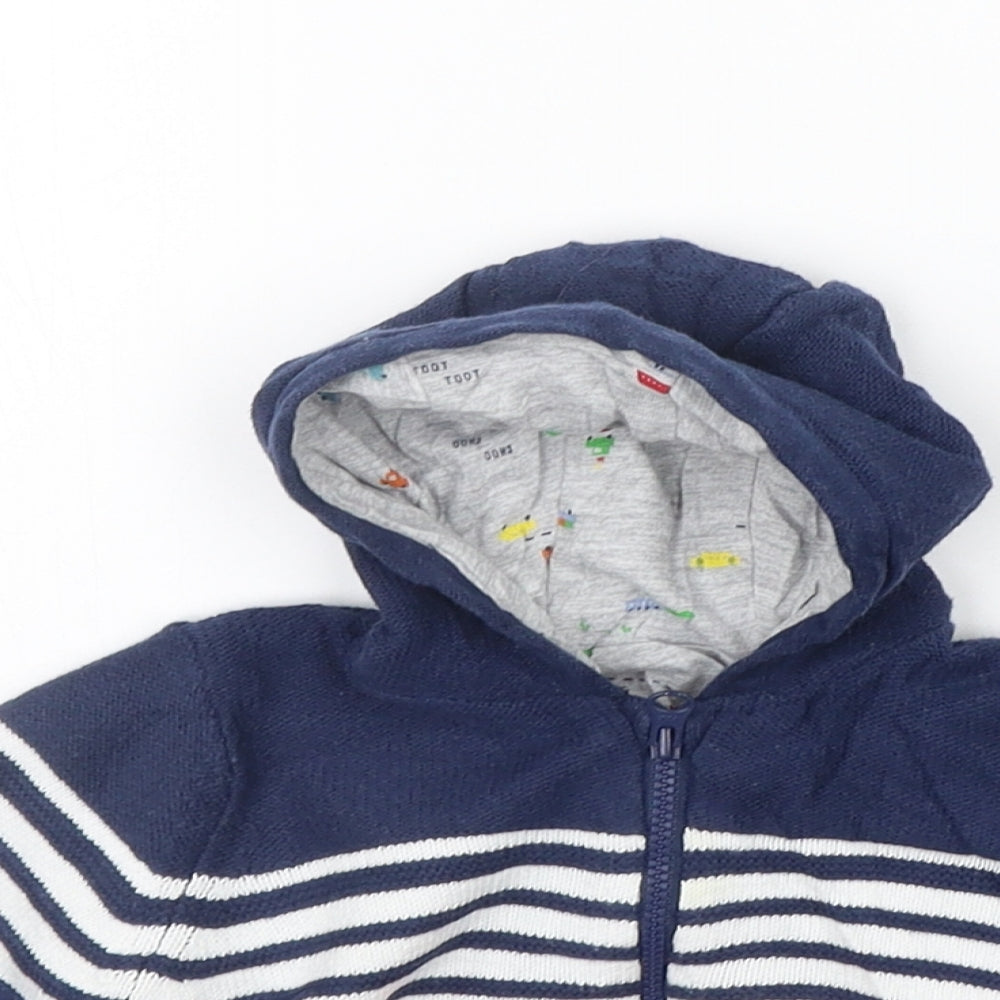 Mothercare Girls Blue Striped  Full Zip Jumper Size 0-3 Months
