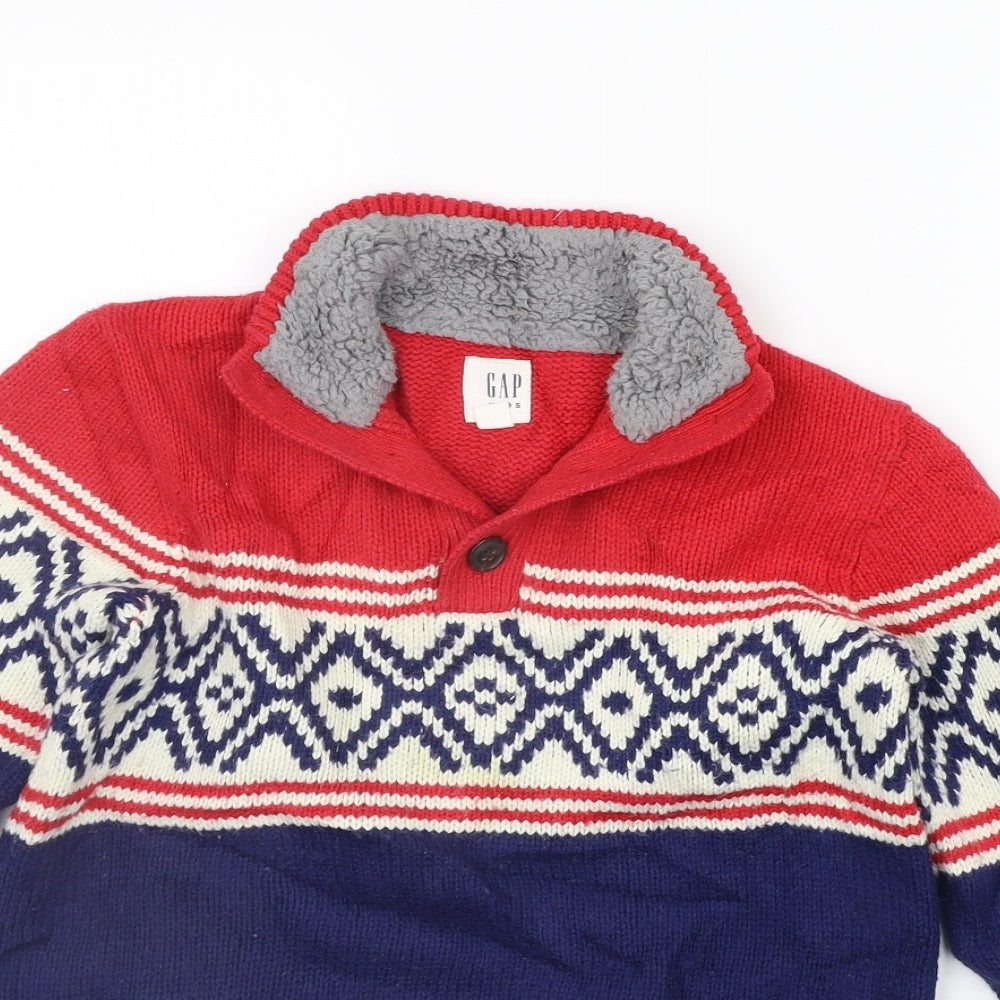 Gap Boys Blue Geometric  Pullover Jumper Size M