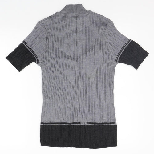 nina varese Womens Grey Geometric  Basic T-Shirt Size M
