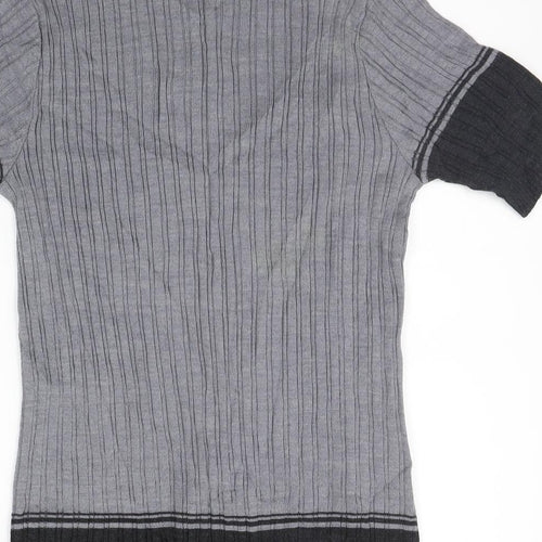 nina varese Womens Grey Geometric  Basic T-Shirt Size M
