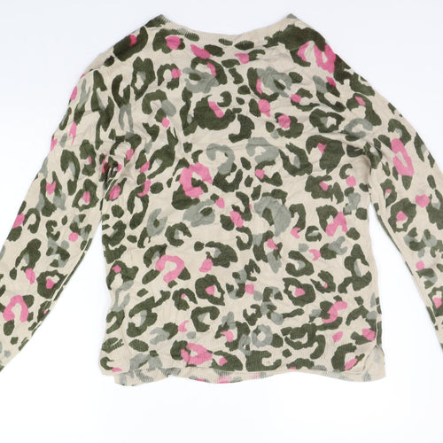 Marks and Spencer Womens Beige Animal Print  Pullover Jumper Size 14