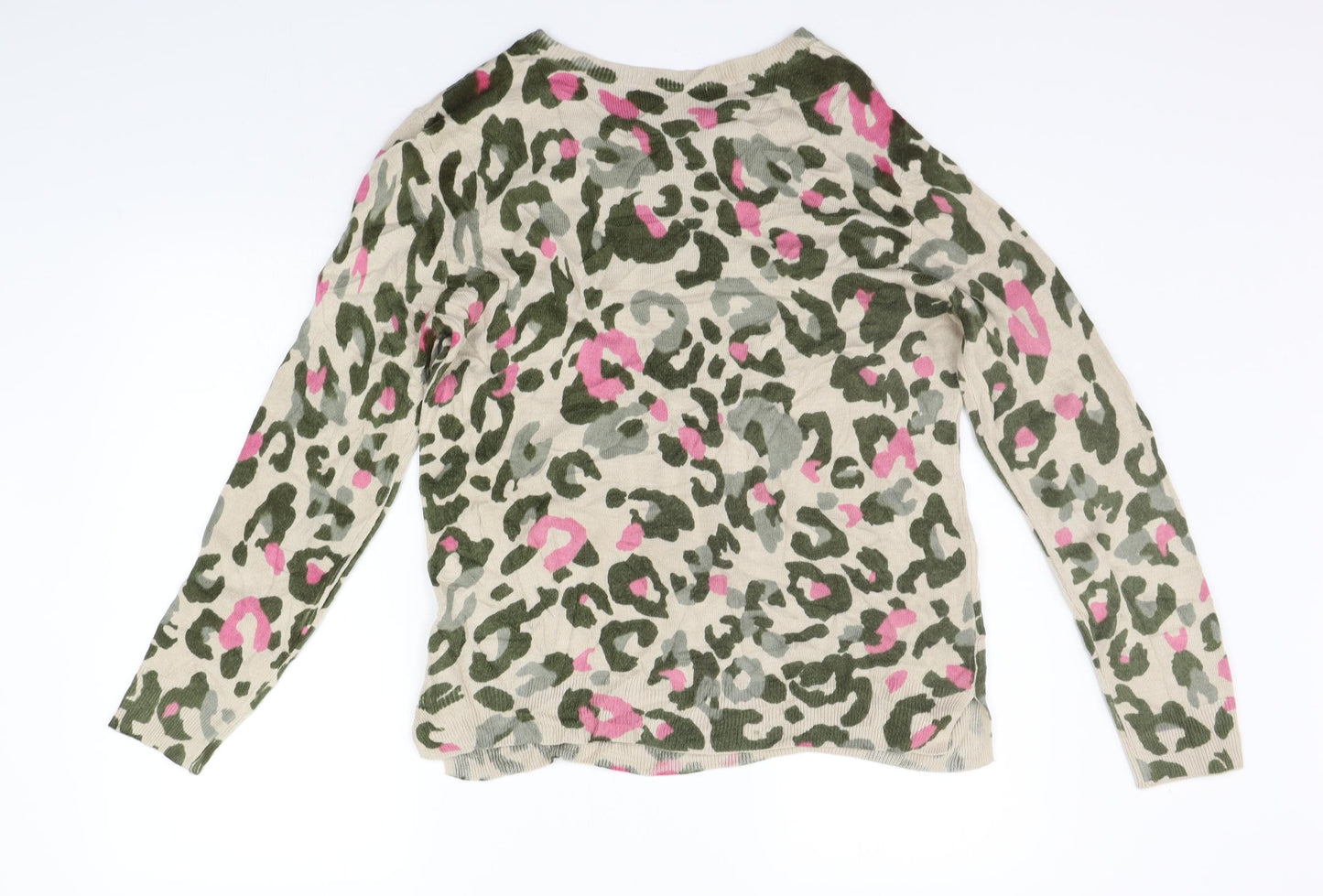 Marks and Spencer Womens Beige Animal Print  Pullover Jumper Size 14