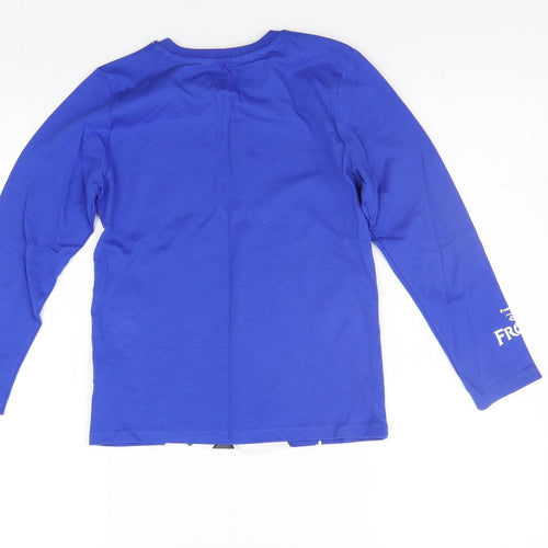 Primark Girls Blue Houndstooth  Basic Polo Size 6-7 Years  - details on chest