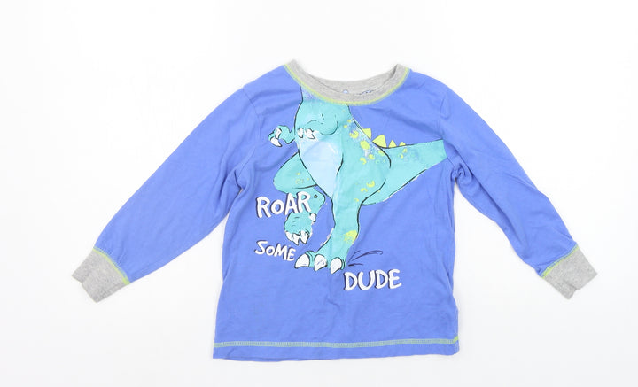 Matalan Girls Blue   Basic T-Shirt Size 4-5 Years  - DINOSAUR