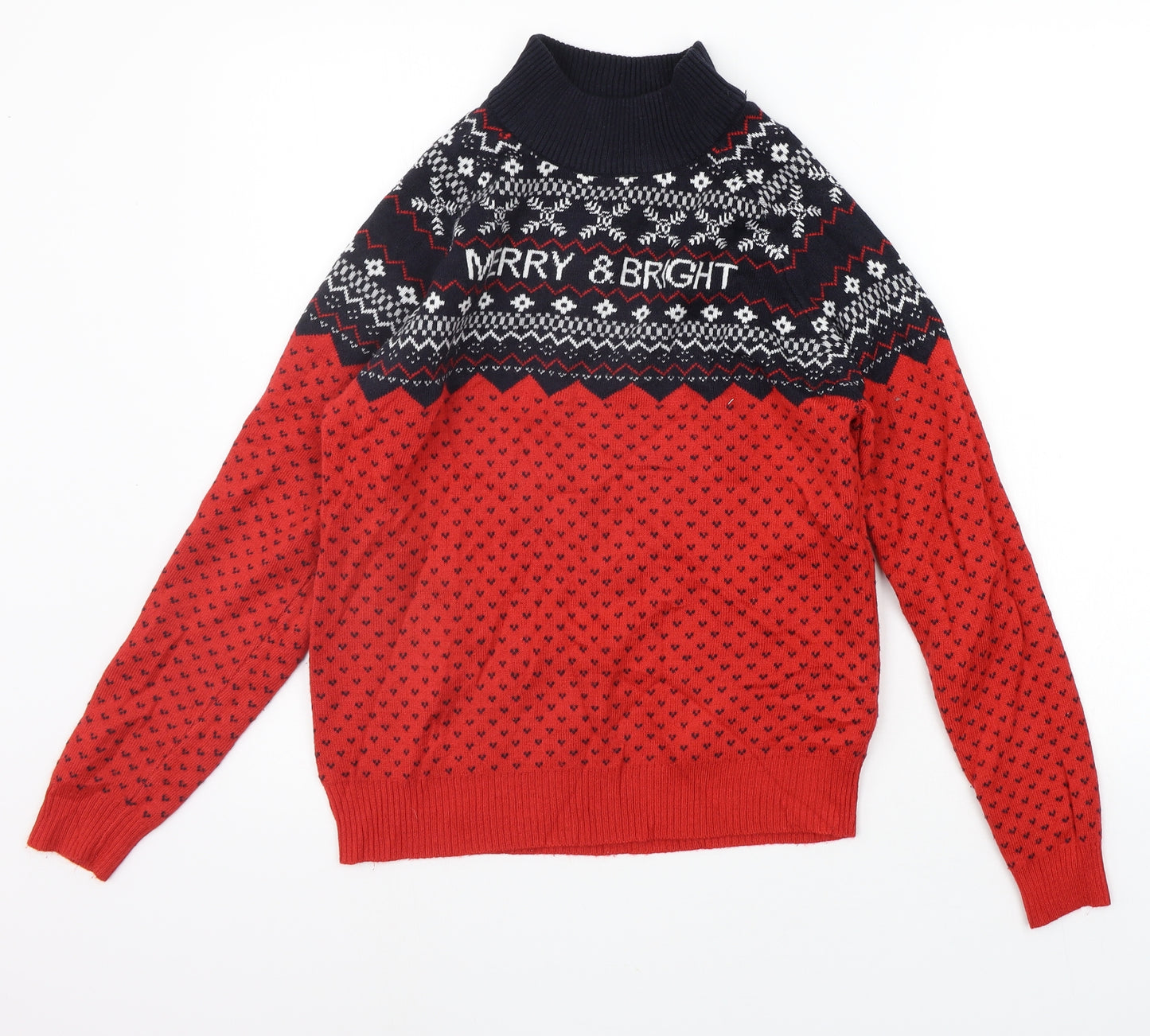 Avenue Mens Red Geometric  Pullover Jumper Size S