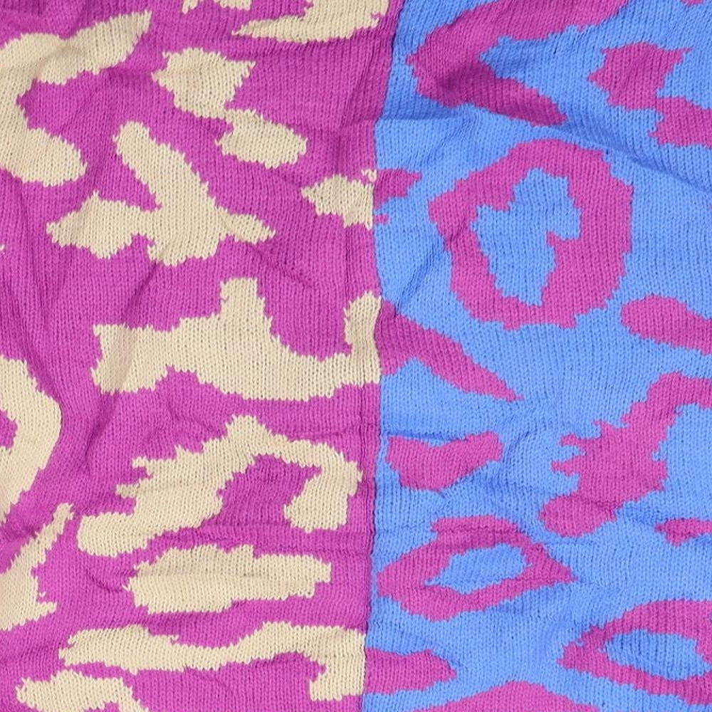 Libby Loves Womens Blue Geometric  Cardigan Jumper Size M