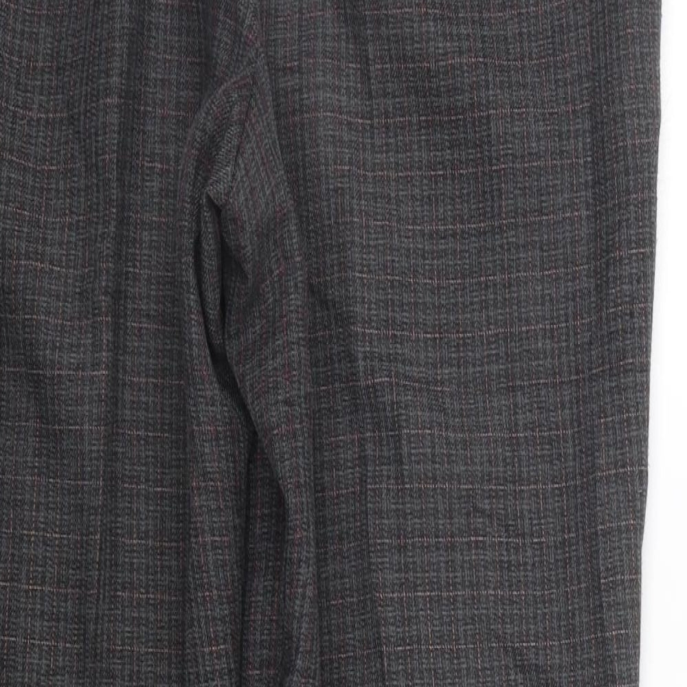 Marks and Spencer Womens Grey Check  Trousers  Size 16 L26 in - Elastic Waist Band