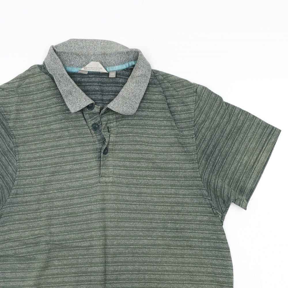moutain warehouse Mens Green Striped   Polo Size L