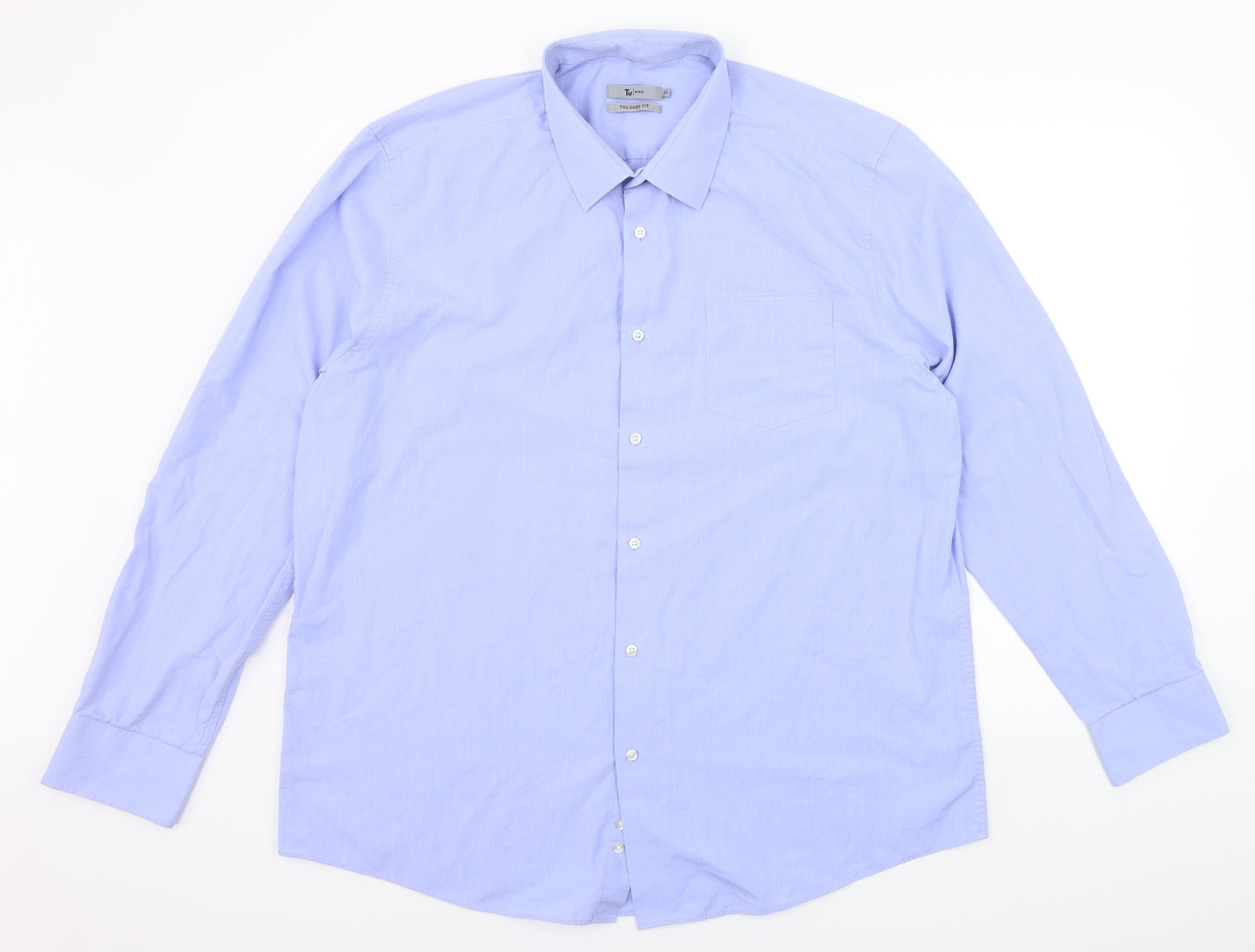 TU Mens Blue    Button-Up Size 17