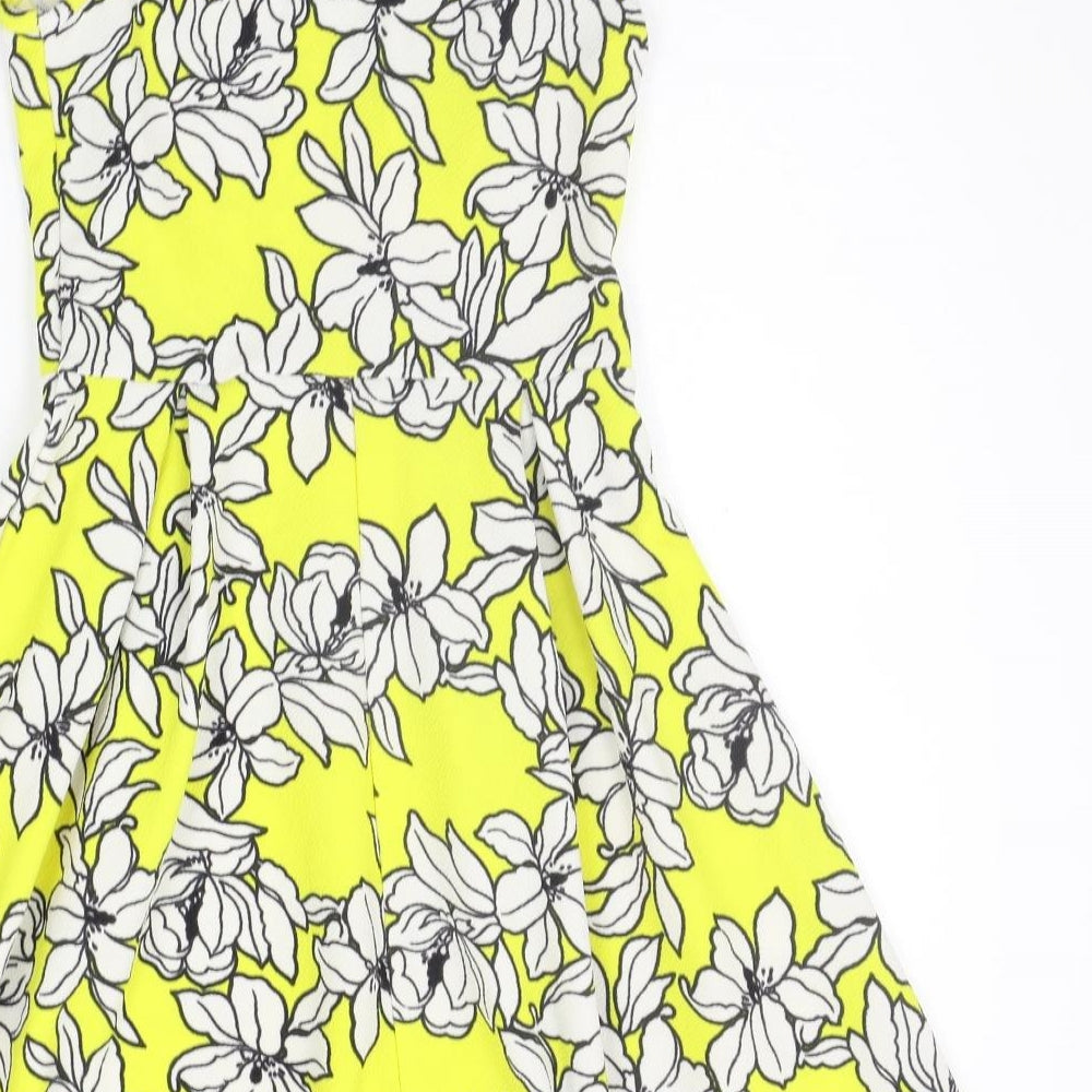 Select Womens Yellow Floral  A-Line  Size 6