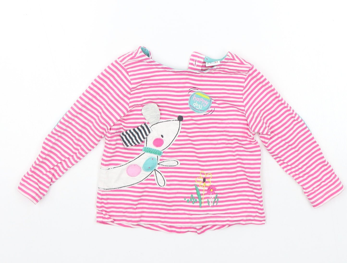 Mini Club Girls Pink Striped  Basic T-Shirt Size 9-12 Months