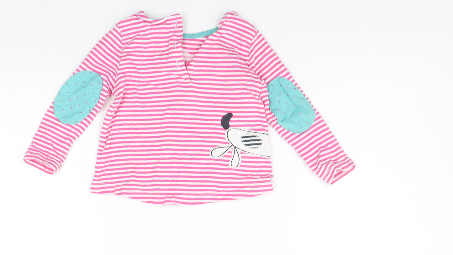 Mini Club Girls Pink Striped  Basic T-Shirt Size 9-12 Months