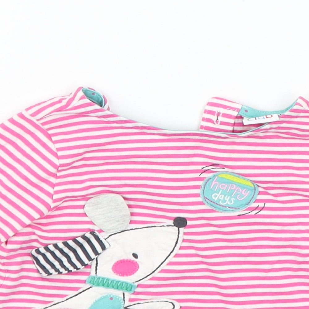 Mini Club Girls Pink Striped  Basic T-Shirt Size 9-12 Months