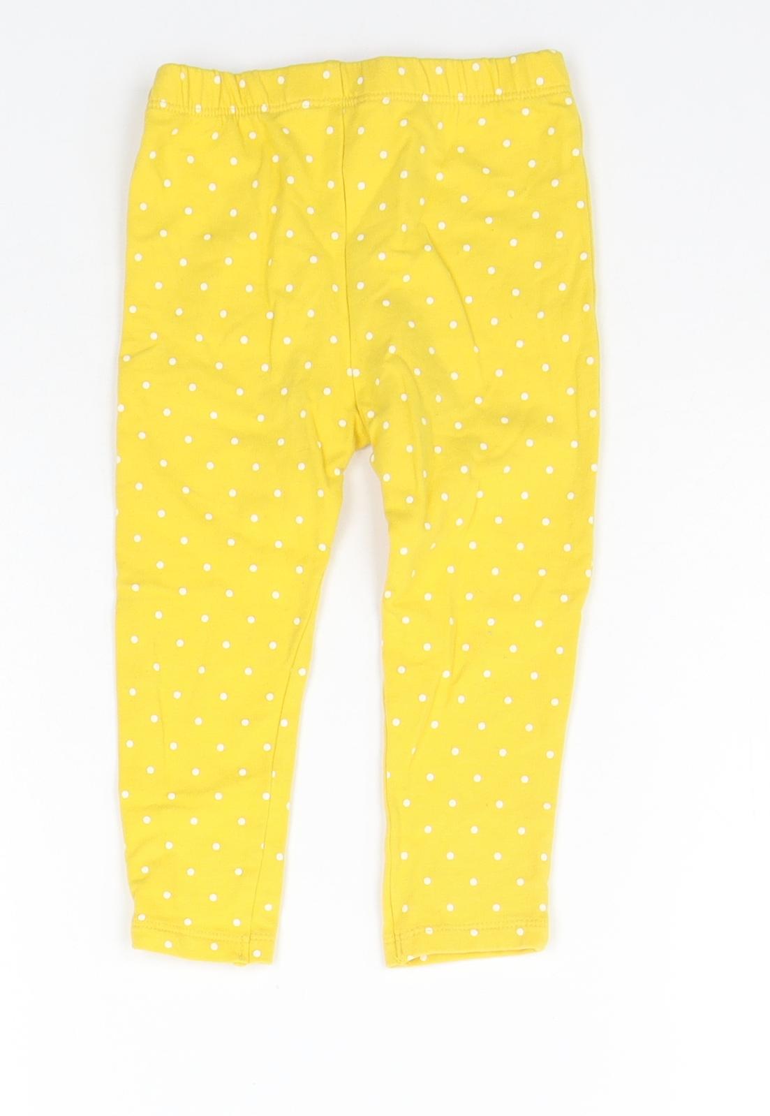 John Lewis Girls Yellow Polka Dot  Jogger Leggings Size 12-18 Months