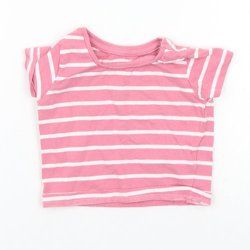 deniem co Girls Pink Striped  Basic T-Shirt Size 3-6 Months