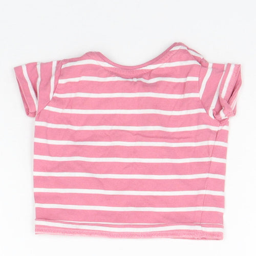 deniem co Girls Pink Striped  Basic T-Shirt Size 3-6 Months