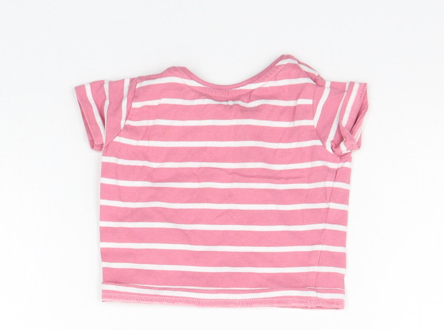 deniem co Girls Pink Striped  Basic T-Shirt Size 3-6 Months
