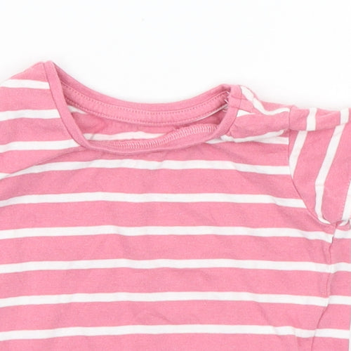 deniem co Girls Pink Striped  Basic T-Shirt Size 3-6 Months