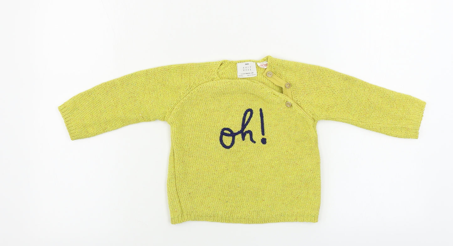 Zara Boys Yellow   Pullover Jumper Size 12-18 Months