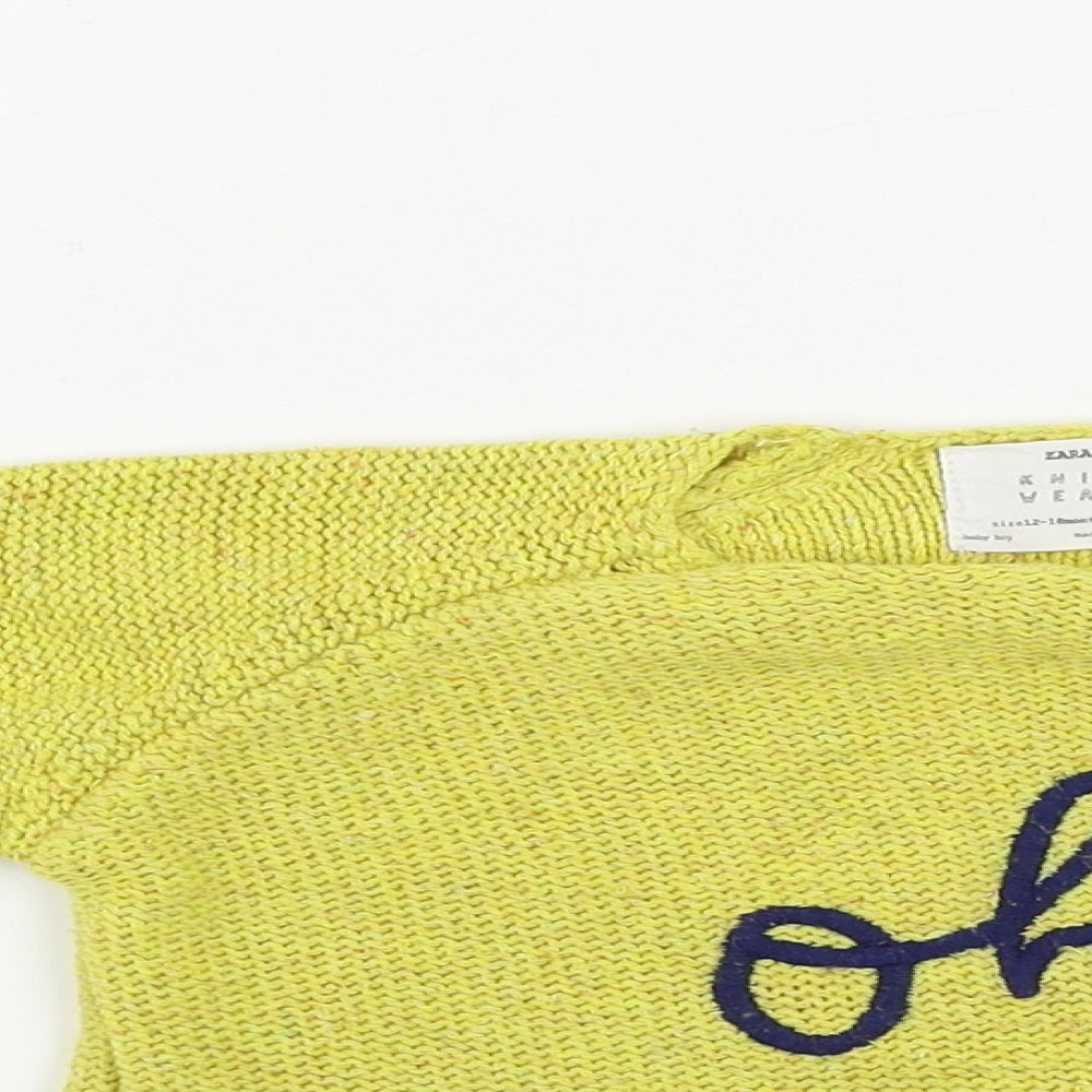 Zara Boys Yellow   Pullover Jumper Size 12-18 Months