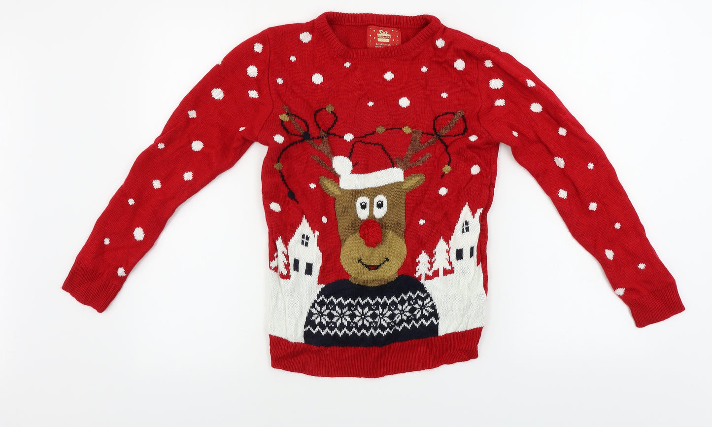 Primark  Boys Red   Pullover Jumper Size 10-11 Years  - Christmas Jumper