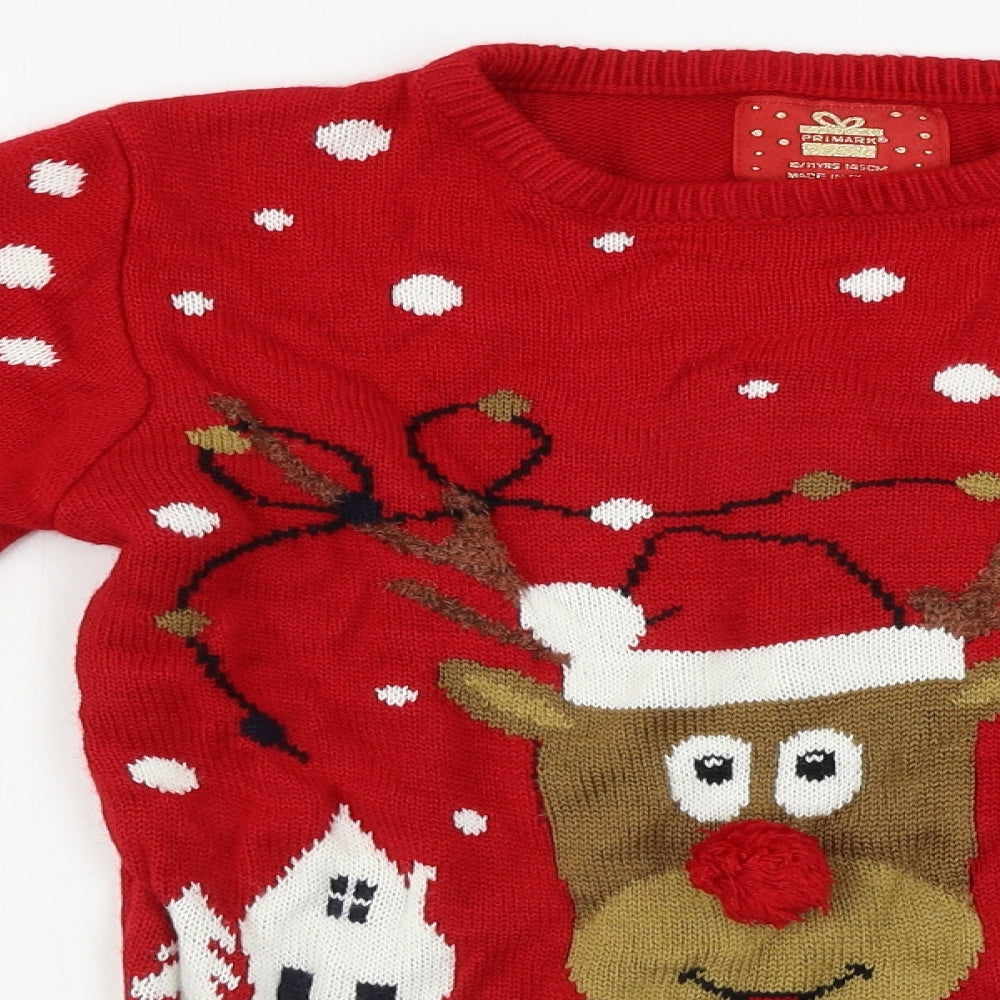 Primark  Boys Red   Pullover Jumper Size 10-11 Years  - Christmas Jumper