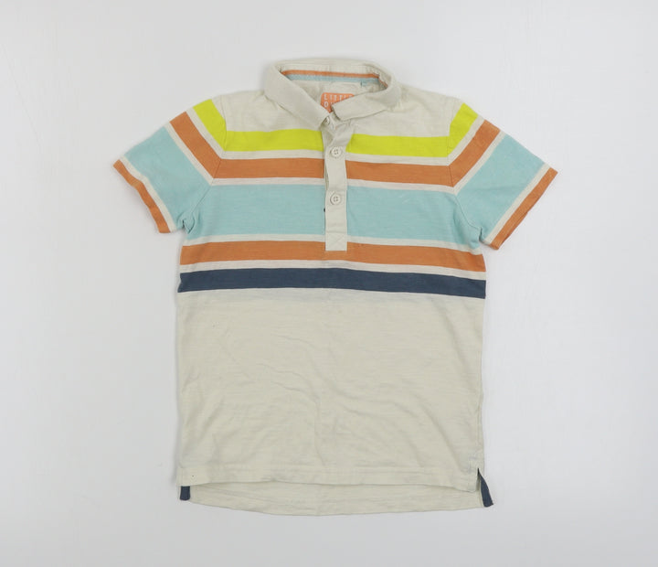 TU Boys Beige Striped  Basic Polo Size 5-6 Years