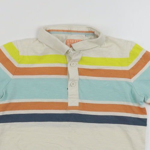 TU Boys Beige Striped  Basic Polo Size 5-6 Years