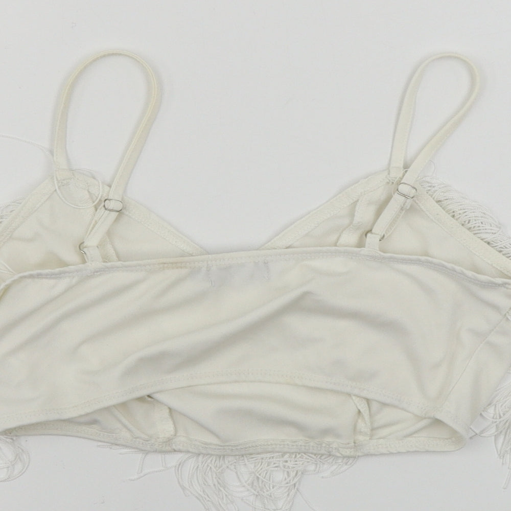PRETTYLITTLETHING Womens White   Cropped T-Shirt Size 8