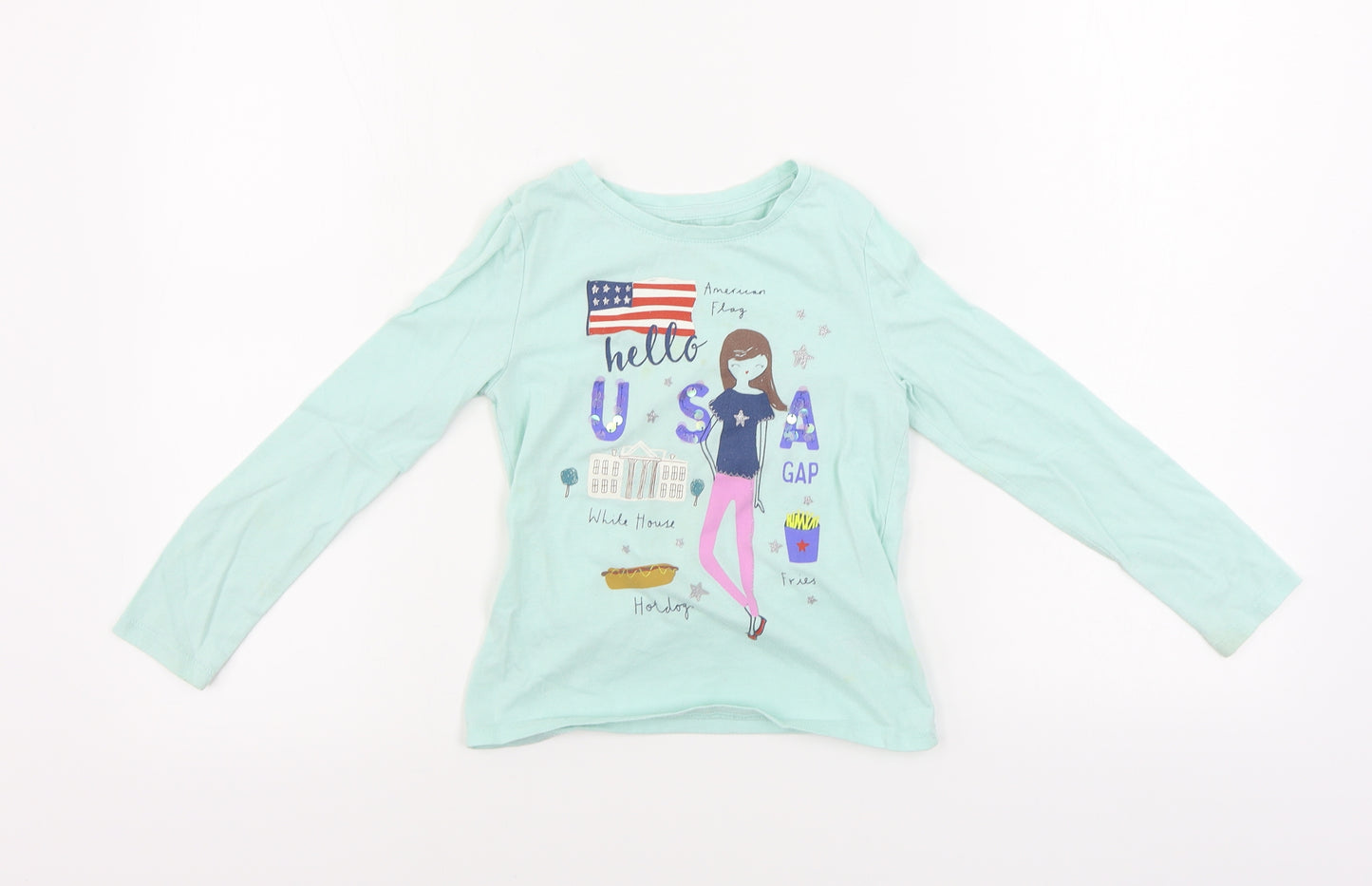 Gap  Girls Green   Basic T-Shirt Size 6-7 Years