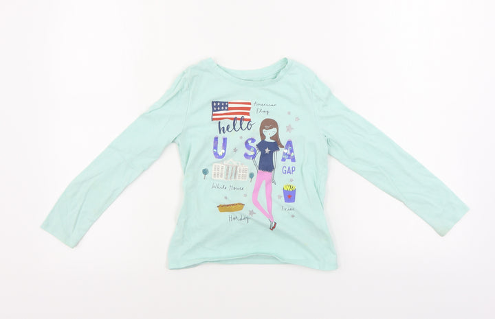 Gap  Girls Green   Basic T-Shirt Size 6-7 Years