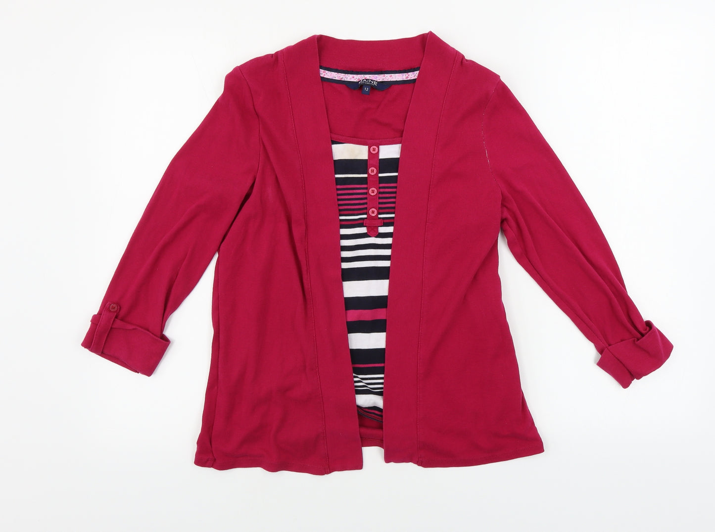 Maine New England Womens Pink Striped  Basic Blouse Size 12