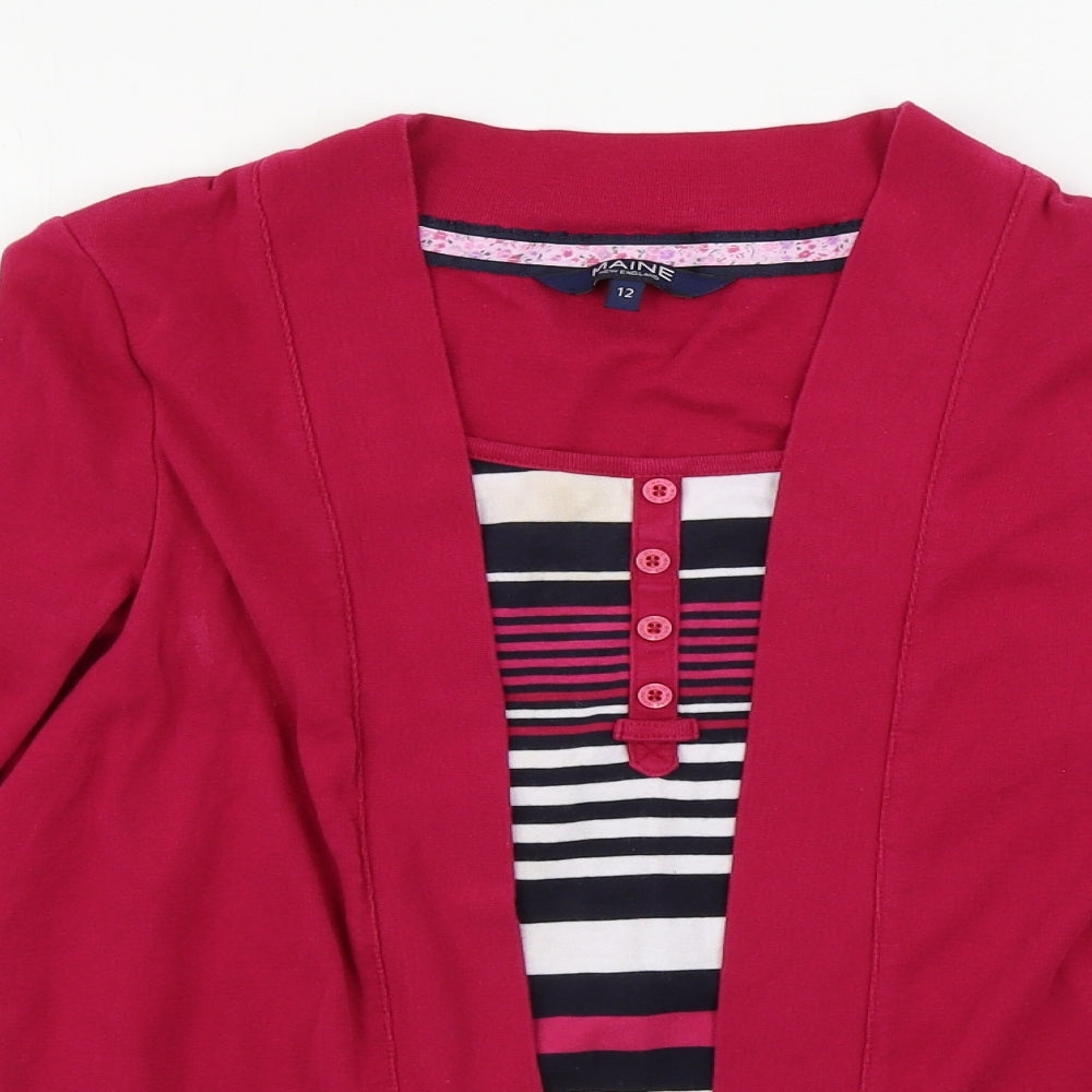 Maine New England Womens Pink Striped  Basic Blouse Size 12