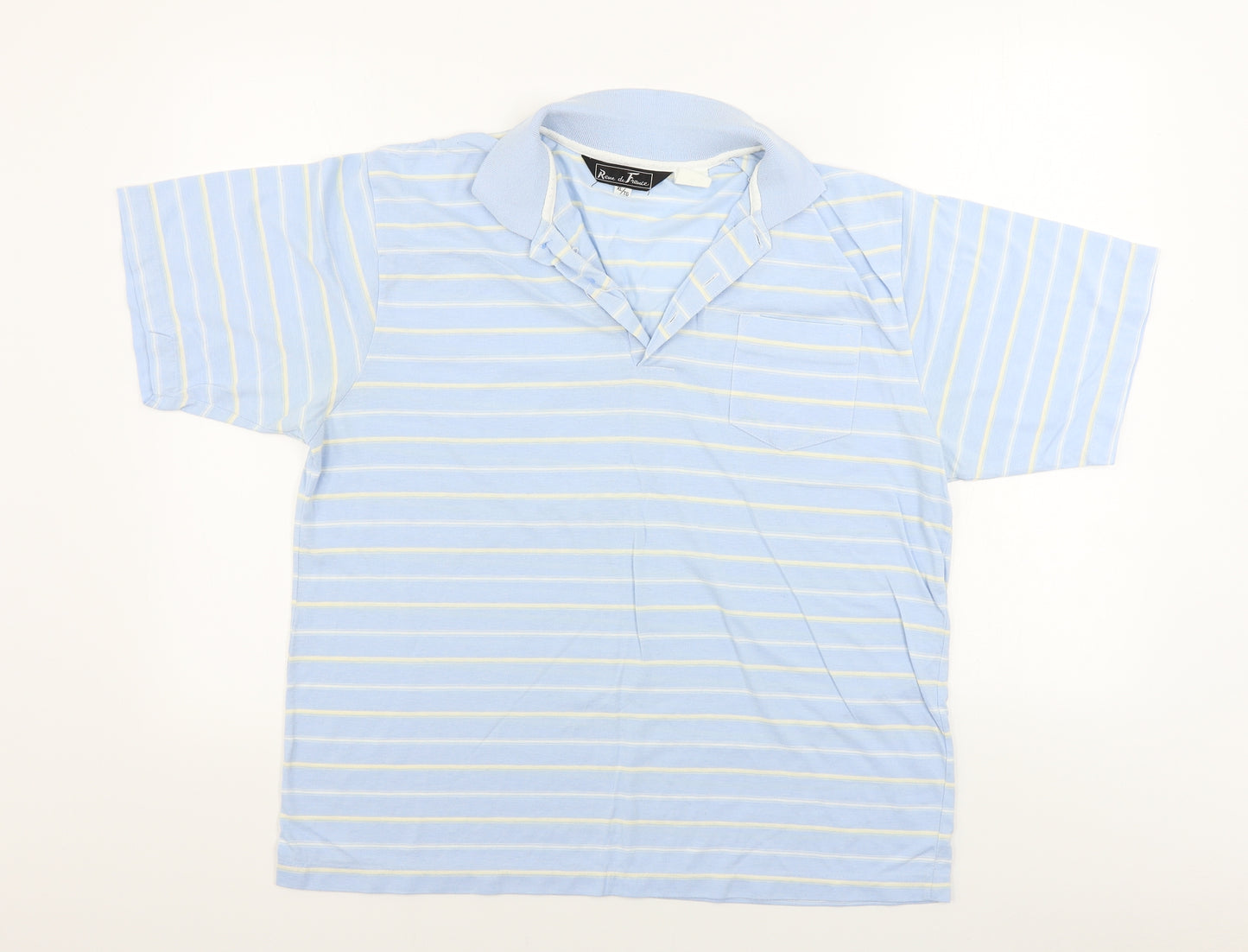 reue de france Mens Blue Striped   Polo Size XL