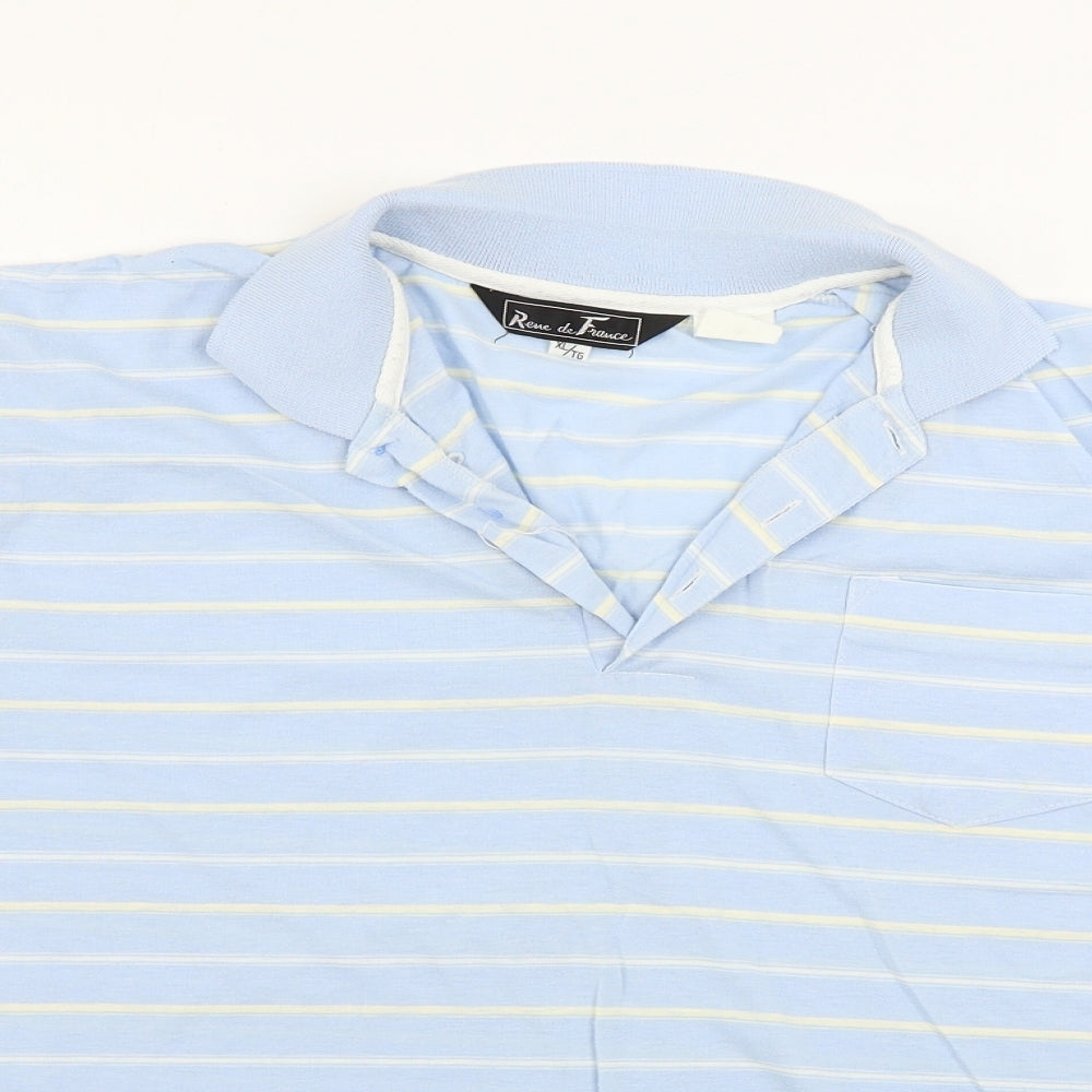 reue de france Mens Blue Striped   Polo Size XL