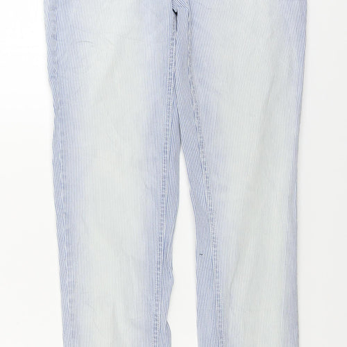 Blue Motion   Womens Blue Striped  Straight Jeans Size 10 L28 in