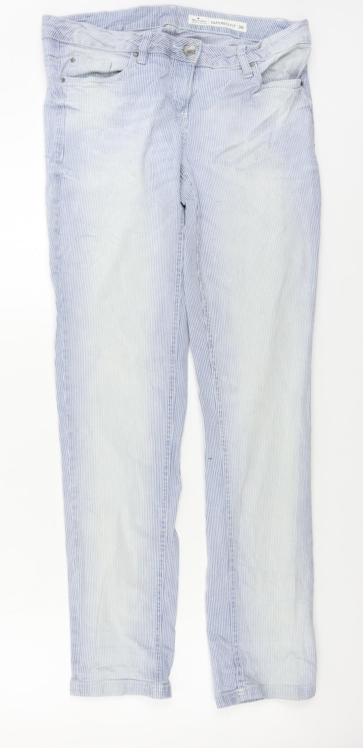 Blue Motion Womens Blue Striped Straight Jeans Size 10 L28 in