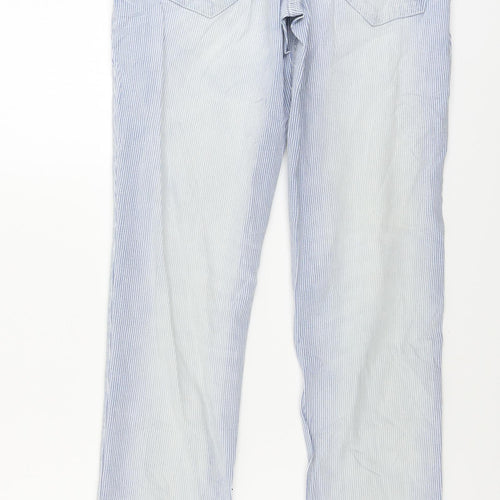Blue Motion   Womens Blue Striped  Straight Jeans Size 10 L28 in