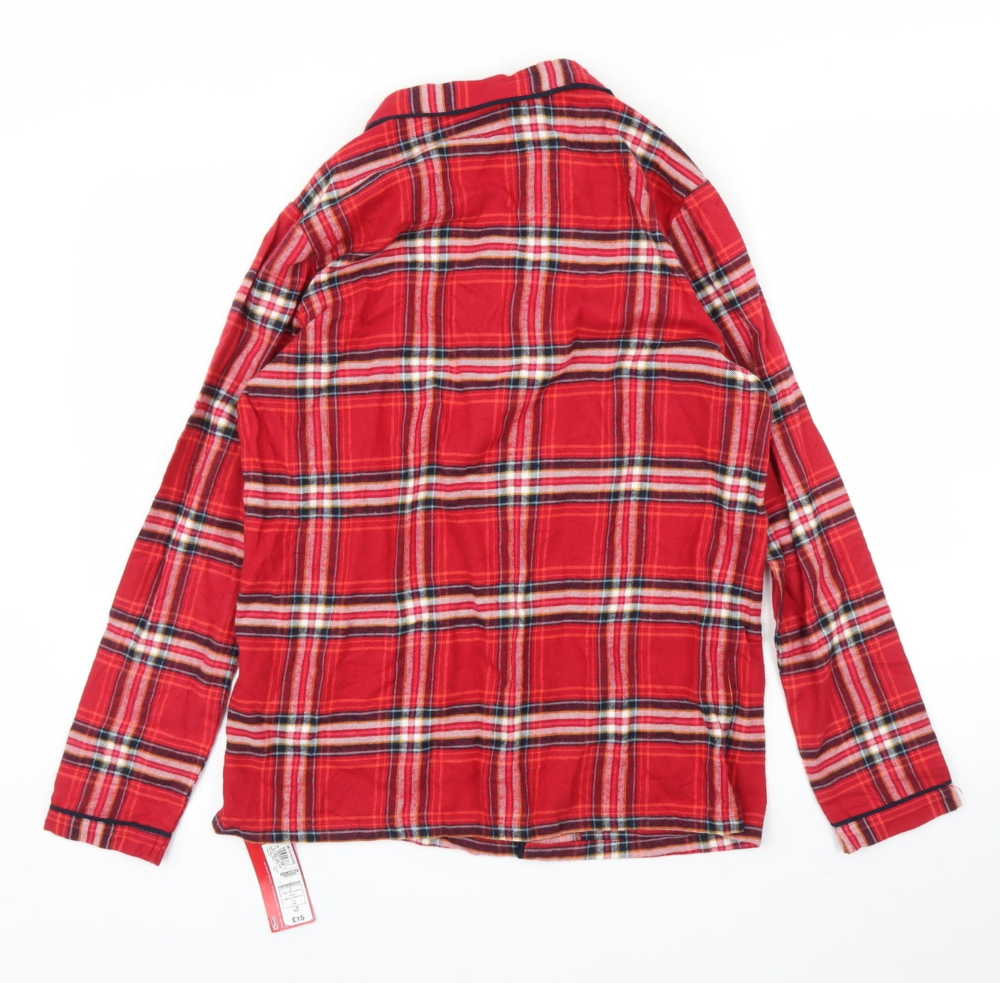 M&S Girls Red Plaid  Top Pyjama Top Size 13-14 Years