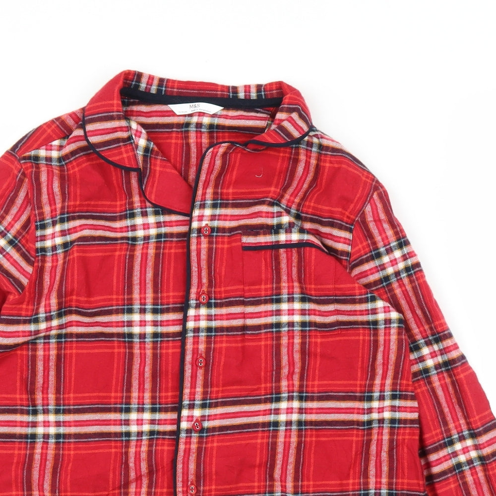 M&S Girls Red Plaid  Top Pyjama Top Size 13-14 Years