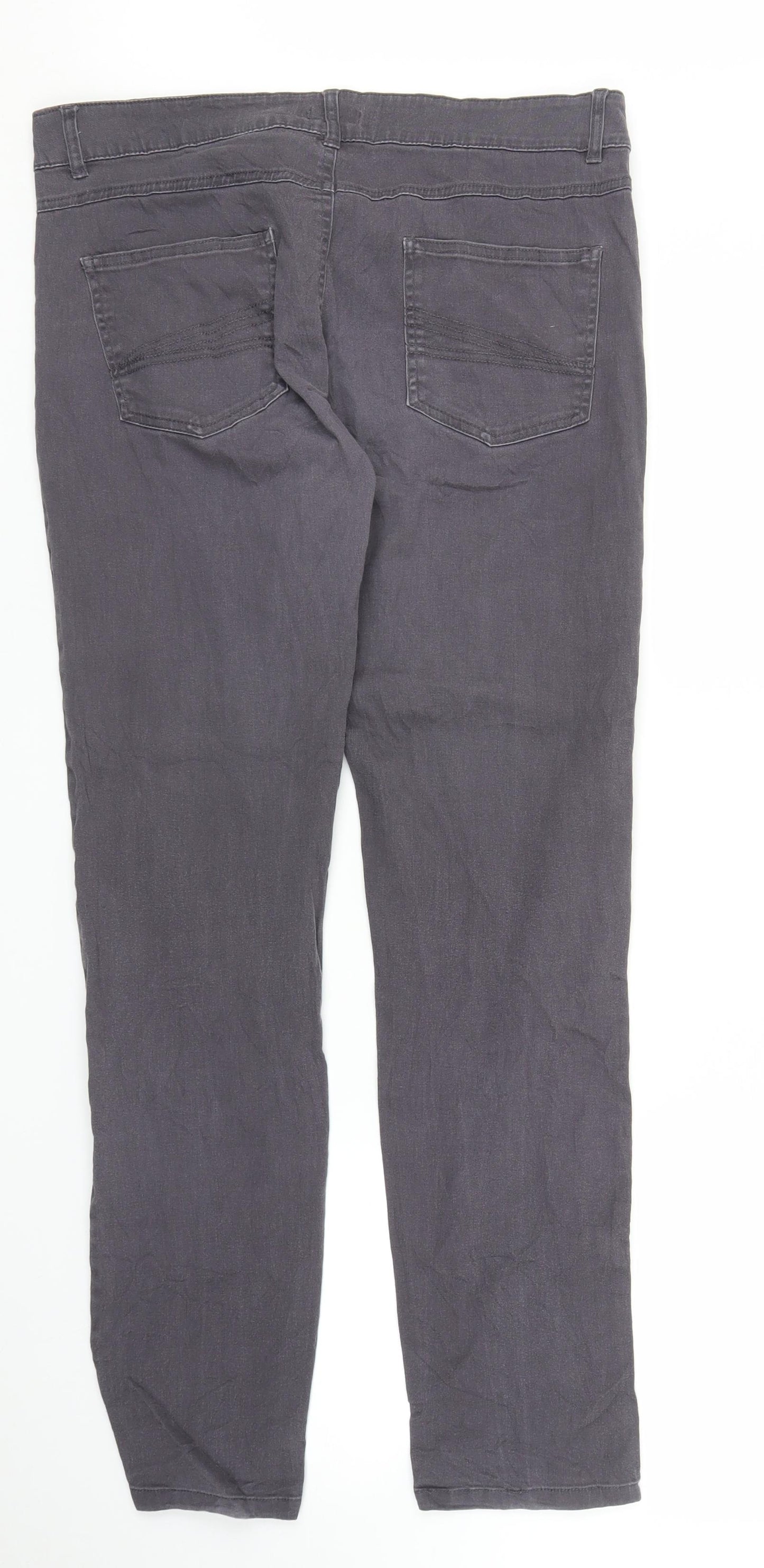 B. Young Womens Grey  Denim Straight Jeans Size 14 L30 in