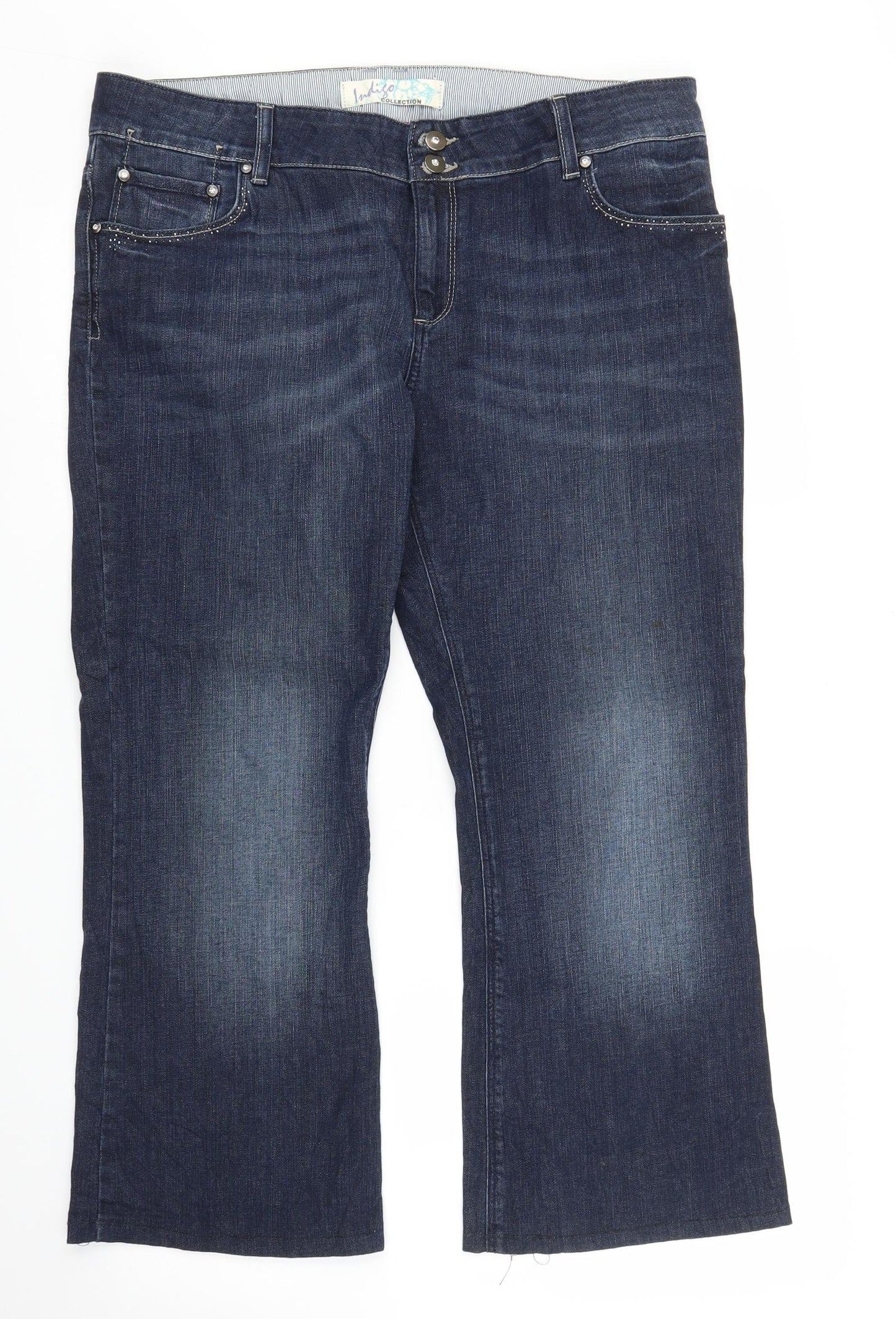 M&S Womens Blue  Denim Bootcut Jeans Size 18 L24 in