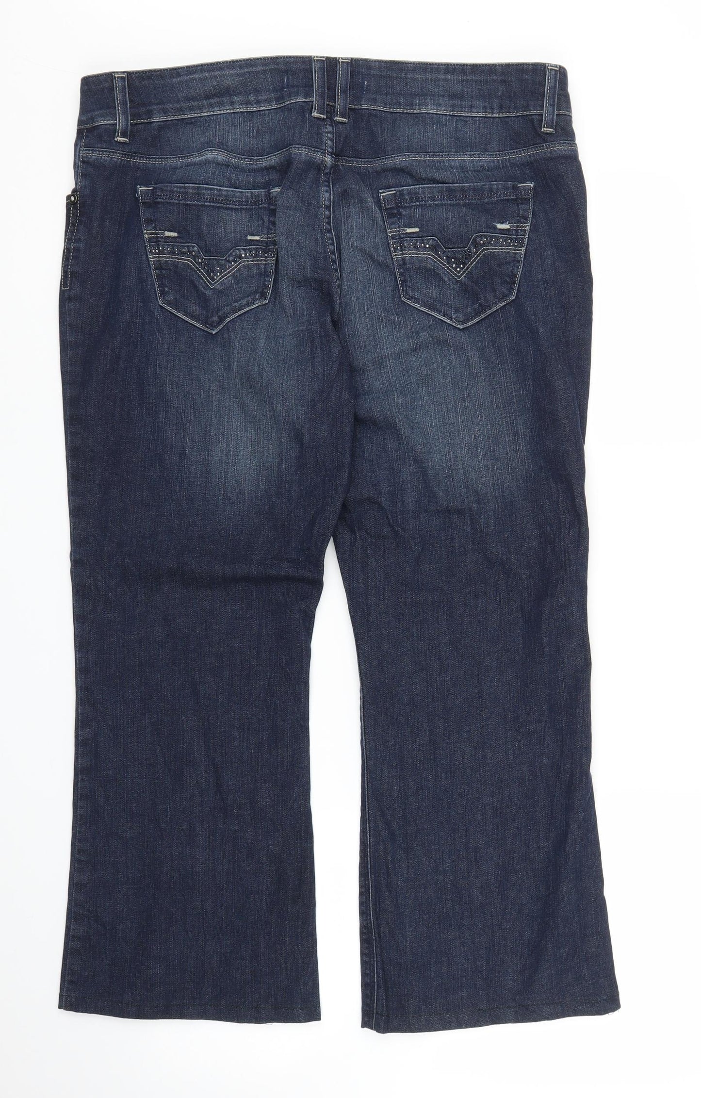 M&S Womens Blue  Denim Bootcut Jeans Size 18 L24 in