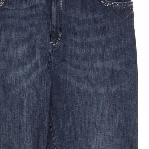 M&S Womens Blue  Denim Bootcut Jeans Size 18 L24 in